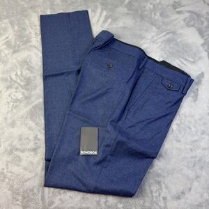 Bonobos Pants Mens 35x37 Blue Slim Fit Premium Italian Wool Dress Trousers
